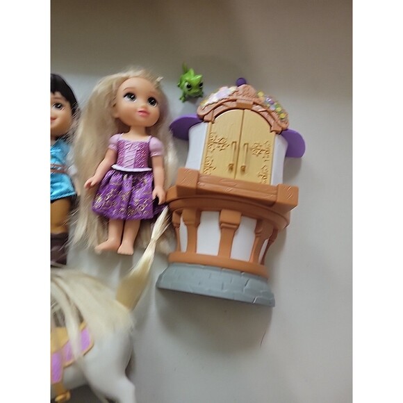 Disney Princess Petite Doll Lot Tangled Rapunzel Flynn Rider Maximus Treehouse - Picture 4 of 10